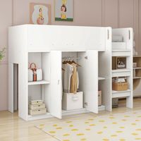 Bett Hochbett Stauraum 90x200 Holz mit Schrank OKMYHOME