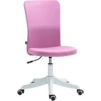 Silla de Oficina con Ruedas Altura Ajustable y Tapizado en Lino Sintético para Oficina o Estudio 53x43x85-93 cm Rosa