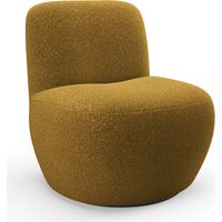 Fauteuil de salon pivotant en tissu bouclette moutarde