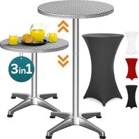 CASARIA® Tavolo alto 2in1 con copritavolo pieghevole regolabile in altezza 70 cm / 115 cm in alluminio rotondo Ø60 cm resistente per bistrot all'aperto, giardino, feste, tavoli da birreria Anthrazit (