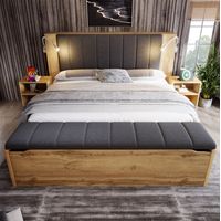letto matrimoniale 180x200 comodini LED USB rovere OKMYHOME
