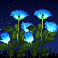 Lumière Solaire Extérieur Jardin, Lampes LED Rose solaires avec plus grande fleur et large panneau solaire, étanche Deco Jardin Exterieur pour jardin, pelouse, terrasse, chemin (bleu 2 Pièces) [Classe