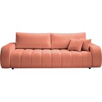 CELESTE - Canapé droit convertible tissu bouclette 3 places Terracotta