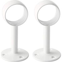 Support Tringle Rideaux Plafond Fixation Rideau, Support Tringle Penderie avec Vis pour Rideau et Armoire, Blanc Brillant en Acier Inoxydable, Diamètre 32 mm, 2 Pcs