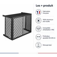 Climask - Cache climatiseur Végétal Antracite - L100 x H76 x P50-60 - Made in France