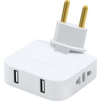 Prise Plate Derriere Meuble, avec 2 Prises de 220 V et 2 USB, Prise Plate avec Connexion Pivotante à 180, Adaptateur Européen et Américain