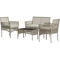 4-teiliges Gartenmöbelset: 2-Sitzer-Sofa, 2 Sessel, 1 Couchtisch mit Tischplatte aus gehärtetem Glas