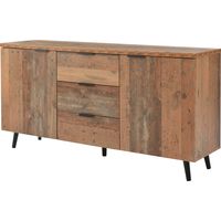 Sideboard 140cm 3 Drawers 2 Doors Storage Cupboard Kitchen Buffet TV Cabinet with Adjustable Shelves, Vintage Brown