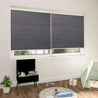 WOLTU Wabenplissee ohne Bohren Klemmfix Verdunklung Thermo Zweifarbig Doppelplissee, Plissee Faltrollo Sonnenschutz Schallschutz Jalousie für Fenster & Tür, 60x130cm, Dunkelgrau