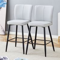 Lot de 2 tabourets de bar gris clair 101 cm en similicuir PU, dossier ergonomique et confortable, design élégant.