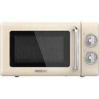 Cecotec – Micro-ondes mécanique 20 L – Puissance 700 W – 6 niveaux de puissance – Minuterie jusqu'à 30 minutes – Fonction grill rétro beige