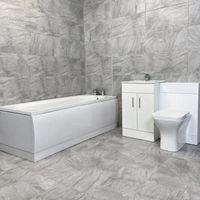 Tess 1050mm Bathroom Vanity Unit Furniture Suite with Imelda 1700mm Bath, Standard Toilet Pan-With Tap & Wastes