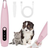 Tondeuse pour Chien, Tondeuse Chien Tondeuses pour Chat Rasoir, Tondeuses de Pattes Silencieuse pour Animaux Rechargeable avec Lumière LED pour Chat Chiens Pattes-Rose