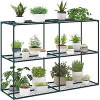 Soporte para Plantas de 3 Niveles Estantería para Plantas de Acero para Interior y Exterior 143x48x100 cm Verde