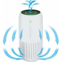 Purificateur d'Air avec Véritable Filtre HEPA avec Lumière UV-C, Mini Purificateur d'Air Elimine 99,97% de Fumée Allergènes Poussière, Purificateur d'Air pour Voiture et Bureau (Blanc)
