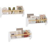 Woltu – Bibliothèque enfant murale – Lot de 3 étagères 55x22.3x12cm – Panneaux MDF E1 et pin – Rangement sécurisé avec coins arrondis