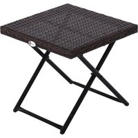 Outsunny – Table basse pliable de jardin carrée – Résine tressée imitation rotin – Acier robuste – 40x40x40cm – Marron – Usage extérieur