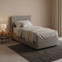 Talamo Italia Einzelbett Chiaraluna, Containerbett mit Stoffbespannung, 100% Made in Italy, Frontöffnung, mit Matratze Cm 90x190 enthalten, Grau