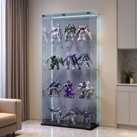 Vitrine 4 niveaux en verre trempé sécurisé – Éclairage LED réglable – Design compact avec serrure – Portes doubles – Dimensions 78.5x35x163 cm – Idéale pour espaces réduits