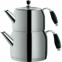 MULEX Teekessel Caydanlik Takimi 18/10 Edelstahl Teekocher Teekannen 1 L / 2 L Set Teekessel Silber MX02