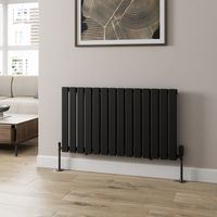 600x1060mm Designer Radiator Horizontal Black Flat Panel Rads Single Panel