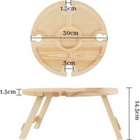 Folding Picnic Table Wine Glass Holder, Table Vin Pique Nique, Table à Vin Pliante, Table à Vin D'extérieur en Bois, Table de Pique-Nique en Bois Portable, pour Le Fromage et Les Fruits
