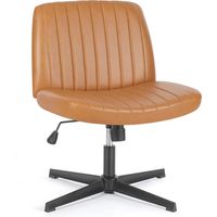 Bürostuhl Ohne Armlehne, Gehoben und Bequemes PU-Leder Criss Cross Chair, mit Verbreitertem Sitzkissen Schneidersitz Stuhl, Geeignet für Büros, Schlafzimmer und Wohnzimmer (Braun)