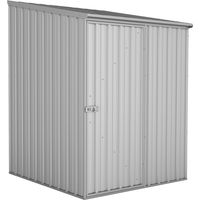 Caseta de jardín metálica COOPER 2,3 m² – Cobertizo gris de acero zincalume 0,35 mm con puerta simple, montaje rápido por clips, kit de anclaje incluido, resistente al viento, garantía 20 años
