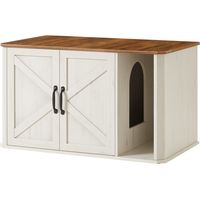 Feandrea – Meuble à litière pour chat – Cache-litière moderne avec entrée par devant – Double porte – 85 x 48,5 x 50 cm – Panneau aggloméré marron miel et blanc