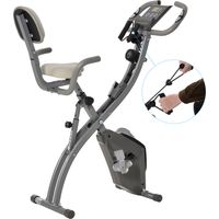 Vélo Estática Plegable Magnético Ajustable 120 kg avec Pantalla LCD et Siège à Dossier - 105x48x118 cm Gris