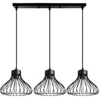 Axhup – Suspension industrielle vintage en métal noir – Abat-jour 23x17cm – Câbles réglables 100cm – Douille E27 pour ampoule LED