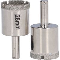 Lot de 2 forets à scie cloche de 28 mm pour verre, scie cloche diamantée en acier inoxydable, convient pour le marbre, le granit et la céramique.