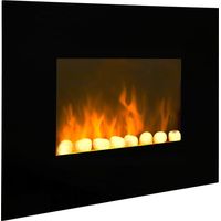 CHEMIN'ARTE Black fire Caminetto elettrico da Parete - Nero - Con Telecomando - 62x13x48cm - Effetto Fiamma a LED - Caminetto con Timer e Controllo Automatico di Temperatura