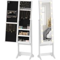 Miroir Joyero LED avec 16 lumières angle réglable Organizador Joyas étagères 36x30x136 cm Blanc chaud