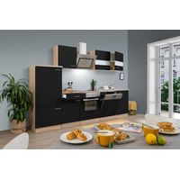 Respekta – Cuisine complète équipée 280 cm – Chêne noir – Armoire basse avec tiroir 50 cm – Fonction Soft-Close – Montage en option
