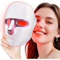 Lumière rouge thérapie pour le visage, LED visage masque thérapie lumineuse réglable avec 7 couleurs menées, sans fil et rechargeable, masque de lumière rouge pour anti-vieillissement