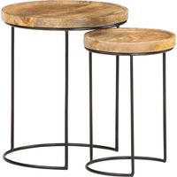 vidaXL Ensemble de table basse 2 pcs bois de manguier massif et acier