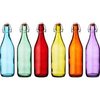 Bar @ drinkstuff Bottiglie in vetro colorato Swing Top 1 litro - Set di 6 - Bottiglie rosse, blu, arancioni, verdi, giallo, viola