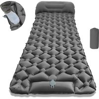 Matelas de camping gonflable avec oreiller intégré – Matelas de sol ultraléger avec pompe intégrée – Matelas de sol compact et portable pour le camping, la randonnée et le trekking – Gris