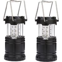 Lot de 2 lanternes de camping LED, kit de survie pour ouragan, urgence, tempête, pannes, lanterne portable extérieure, no AA incluses (noir, pliable)6.8x19cm