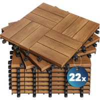 CASARIA® Decking Tiles Set FSC® Certified Eucalyptus Acacia Wood Patio Garden Balcony Outdoor Deck Interlocking Terrace Multipack 22x Acacia Mosaic