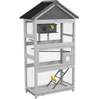 Cage à oiseaux en bois cage perroquet aire de jeux toit asphalte imperméable 92 x 52 x 171 cm gris