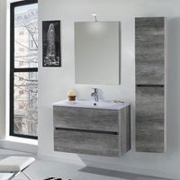 Mobile da Bagno Sospeso 80cm Colonna P18cm Mazzoni Maiorca Light Grigio Cemento