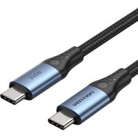 Cable USB 2.0 Tipo-C 5A Vention TREBH/ USB Tipo-C Macho - USB Tipo-C Macho/ Hasta 240W/ 480Mbps/ 2m/ Azul y Negro