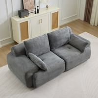 Canape modulaire 2 places en velours cotele Gris