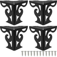 Ensemble de quatre pieds de meubles creux de 7,6 cm (3 pouces), pieds de canapé en métal noir, pieds de canapé triangulaires modernes, pieds de meubles en métal, adaptés aux armoires, tables, biblioth