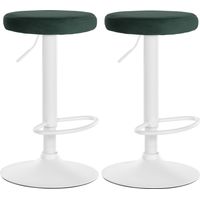 Set di 2 sgabelli da bar Ponte velvet verde Metallo bianco opaco