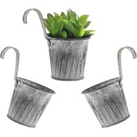 Pots de Fleurs à Suspendre en Métal 3 Pièces Pot a Suspendre Pot de Fleur en Fer avec Crochet Balcon à Suspendre Pots avec