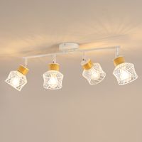 GOECO White and Wood Birdcage Ceiling Pendant Light with Adjustable E27 Fitting, 73x12x24cm, Rustic Industrial for Living Room, Dining Room