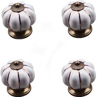 4 Pcs Boutons Vintage De Citrouille En Céramique 40x40mm(Diamètre x Hauteur) , Poignee De Meuble Antique, Boutons De Portes Tiroirs Poignée De Traction Avec Vis Pour Cuisine Placard, Commode, Armoire